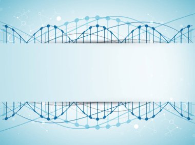 Bilim şablonu, duvar kağıdı ya da DNA moleküllü pankart. Vektör illüstrasyonu.
