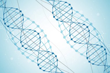 Bilim şablonu, duvar kağıdı ya da DNA moleküllü pankart. Vektör illüstrasyonu.