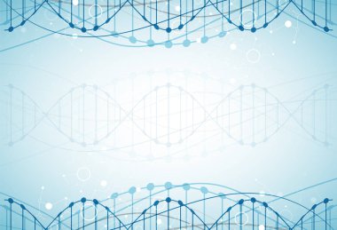 Bilim şablonu, duvar kağıdı ya da DNA moleküllü pankart. Vektör illüstrasyonu.