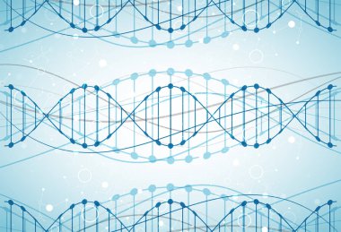 Bilim şablonu, duvar kağıdı ya da DNA moleküllü pankart. Vektör illüstrasyonu.