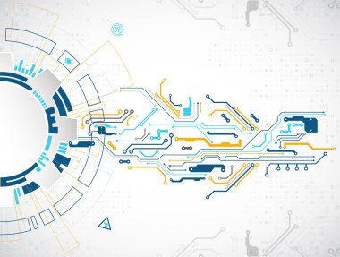 Vektör çizimi, yüksek teknoloji dijital teknoloji ve mühendislik teması
