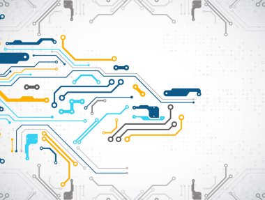 Vektör çizimi, yüksek teknoloji dijital teknoloji ve mühendislik teması