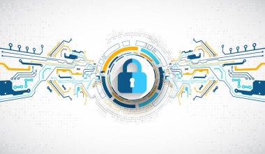 Koruma konsepti. Koruma mekanizması, sistem gizliliği. Vektör illüstrasyonu