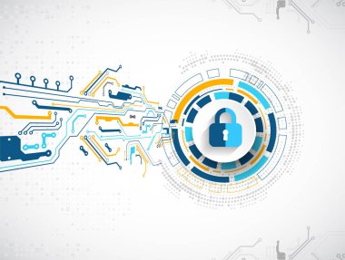 Koruma konsepti. Koruma mekanizması, sistem gizliliği. Vektör illüstrasyonu