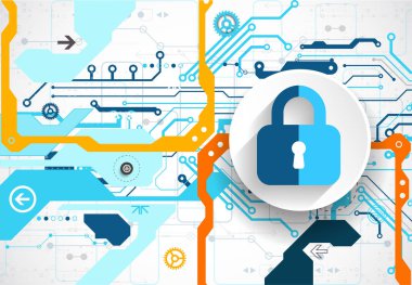 Koruma konsepti. Koruma mekanizması, sistem gizliliği. Vektör illüstrasyonu