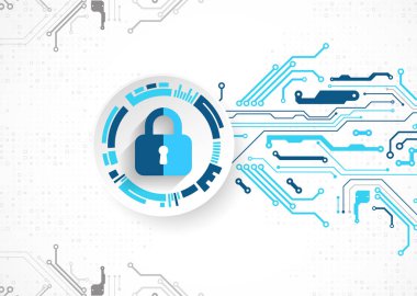 Koruma konsepti. Koruma mekanizması, sistem gizliliği. Vektör illüstrasyonu