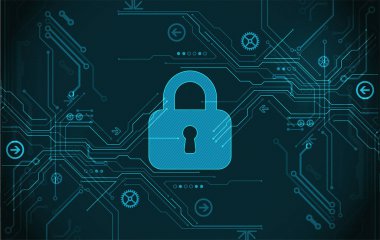 Koruma konsepti. Koruma mekanizması, sistem gizliliği. Vektör illüstrasyonu