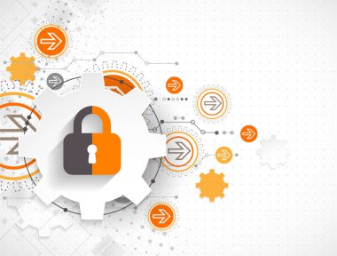 Koruma konsepti. Koruma mekanizması, sistem gizliliği. Vektör illüstrasyonu