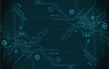 Vektör çizimi, yüksek teknoloji dijital teknoloji ve mühendislik teması