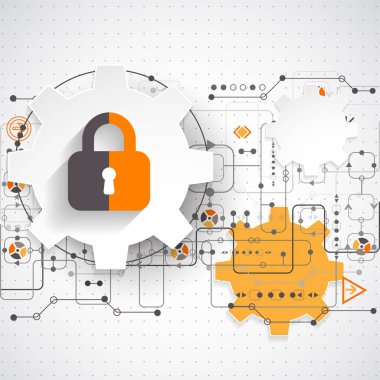 Koruma konsepti. Koruma mekanizması, sistem gizliliği. Vektör illüstrasyonu