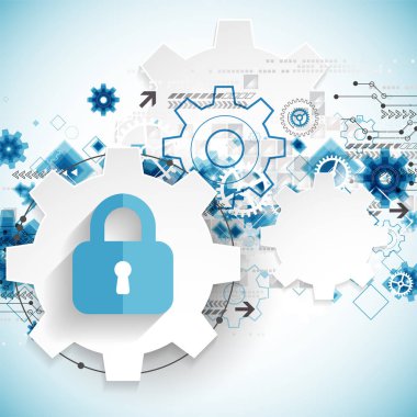 Koruma konsepti. Koruma mekanizması, sistem gizliliği. Vektör illüstrasyonu