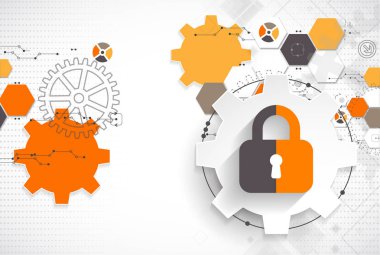 Koruma konsepti. Koruma mekanizması, sistem gizliliği. Vektör illüstrasyonu