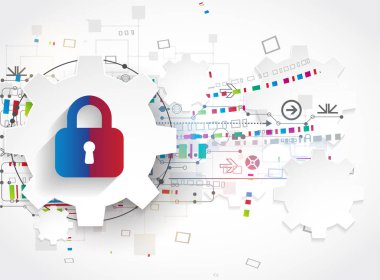 Koruma konsepti. Koruma mekanizması, sistem gizliliği. Vektör illüstrasyonu