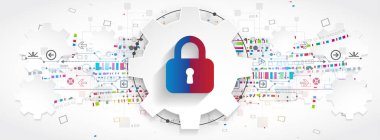 Koruma konsepti. Koruma mekanizması, sistem gizliliği. Vektör illüstrasyonu