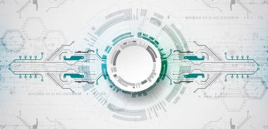 Soyut daire teknoloji kavramı. Devre kartı, yüksek bilgisayar renk arka plan. Vektör çizim