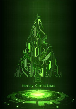Teknoloji Noel ağacı dijital elektronik devre.