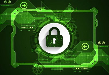 Koruma konsepti. Koruma mekanizması, sistem gizliliği. Vektör illüstrasyonu