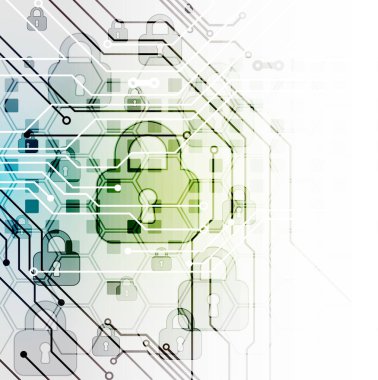 Koruma konsepti. Koruma mekanizması, sistem gizliliği. Vektör illüstrasyonu