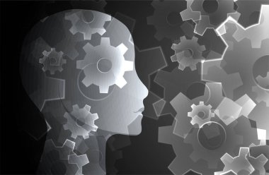 Yaratıcı beyin kavramı arka plan. Yapay zeka kavramı. Vektör Bilim çizim.