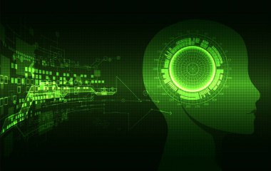 Yaratıcı beyin kavramı arka plan. Yapay zeka kavramı. Vektör Bilim çizim.