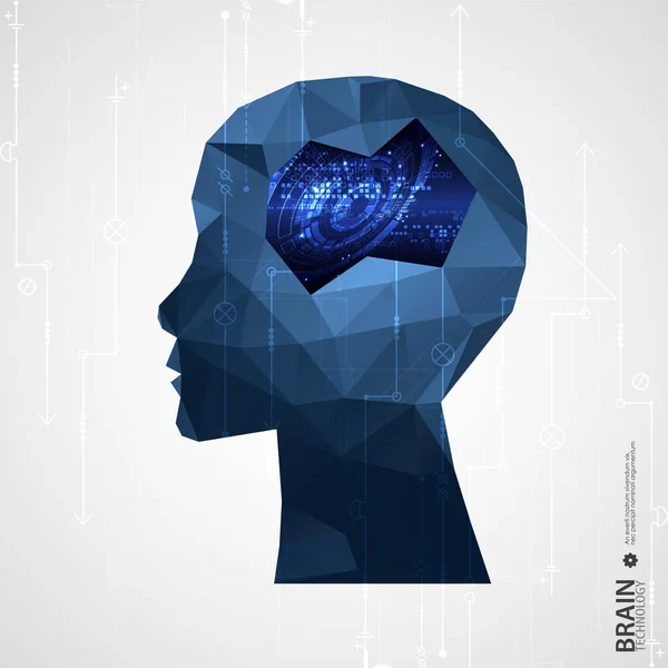 Δημιουργική Έννοια Του Εγκεφάλου Φόντο Τριγωνικό Πλέγμα Τεχνητή Νοημοσύνη Έννοια — Διανυσματικό Αρχείο