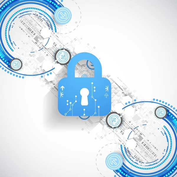 Koruma kavramı. Güvenlik mekanizması, sistem gizlilik. Dijital teknoloji arka plan. Vektör