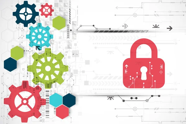 Koruma kavramı. Güvenlik mekanizması, sistem gizlilik. Dijital teknoloji arka plan. Vektör