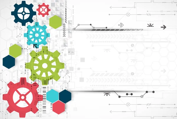 Illustrazione Vettoriale Tecnologia Digitale Tech Cogwheel Background Ingegneristico — Vettoriale Stock