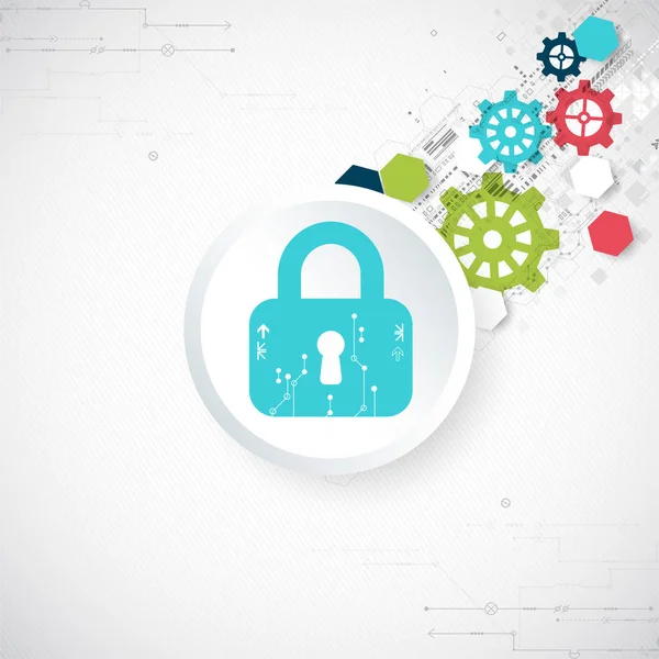 Koruma kavramı. Güvenlik mekanizması, sistem gizlilik. Dijital teknoloji arka plan. Vektör