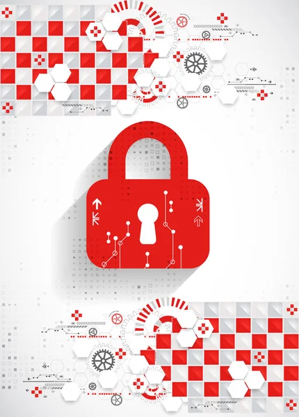 Kırmızı koruma arka plan. Teknoloji güvenlik, encode ve şifresini çözmek, techno düzeni, vektör çizim