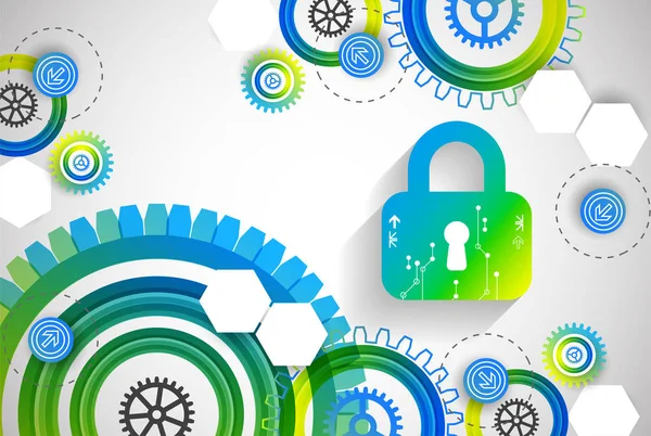 Koruma konsepti. Koruma mekanizması, sistem gizliliği. Vektör illüstrasyonu