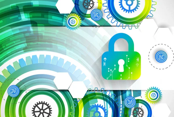Koruma konsepti. Koruma mekanizması, sistem gizliliği. Vektör illüstrasyonu