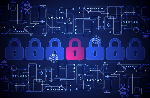Koruma konsepti. Koruma mekanizması, sistem gizliliği. Vektör illüstrasyonu