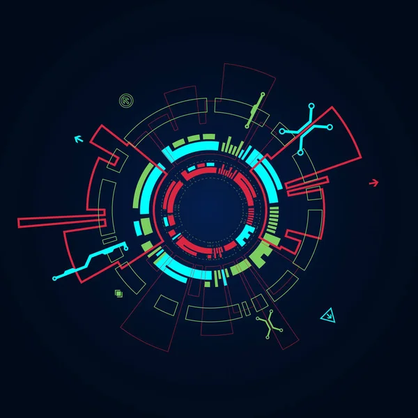 Soyut daire teknoloji kavramı. Devre kartı, yüksek bilgisayar renk arka plan. Vektör çizim