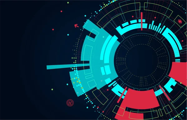 Soyut daire teknoloji kavramı. Devre kartı, yüksek bilgisayar renk arka plan. Vektör çizim