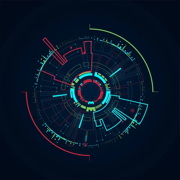 Abstract circle technology concept. Circuit board, high computer color background. Vector illustration