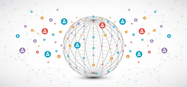 Sfondo Astratto Sfera Tecnologia Concetto Rete Globale Vettore — Vettoriale Stock