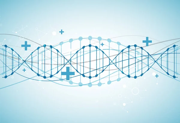 Bilim Şablonu Duvar Kağıdı Dna Moleküllü Pankart Vektör Illüstrasyonu — Stok Vektör