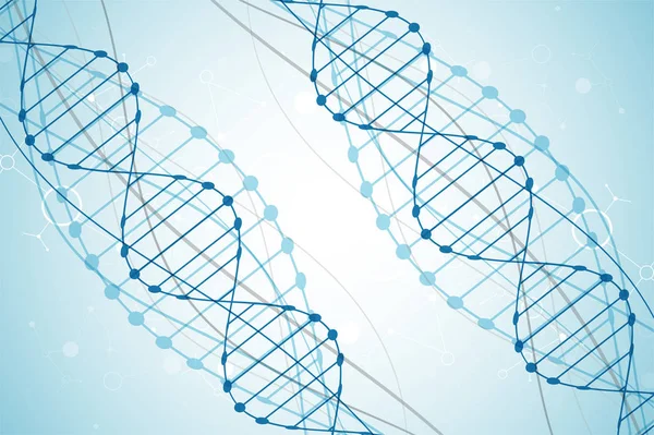 Bilim şablonu, duvar kağıdı ya da DNA moleküllü pankart. Vektör illüstrasyonu.