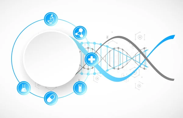 Bilim Şablonu Duvar Kağıdı Dna Moleküllü Pankart Vektör Illüstrasyonu — Stok Vektör