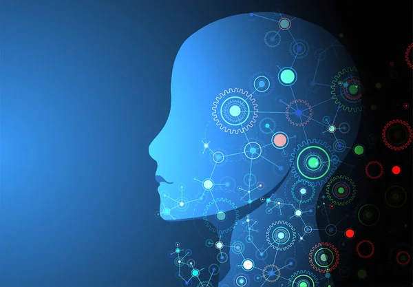 Yaratıcı beyin kavramı arka plan. Yapay zeka kavramı. Vektör Bilim çizim.