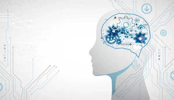 Tło Koncepcja Kreatywnych Mózgu Koncepcja Sztucznej Inteligencji Ilustracja Wektorowa Nauki — Wektor stockowy