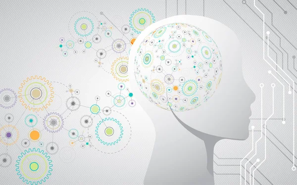 创造性的大脑概念背景 人工智能的概念 矢量科学插画 — 图库矢量图片