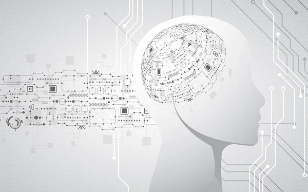 Kreative Gehirnkonzept Hintergrund Künstliche Intelligenz Vektorwissenschaftliche Illustration — Stockvektor