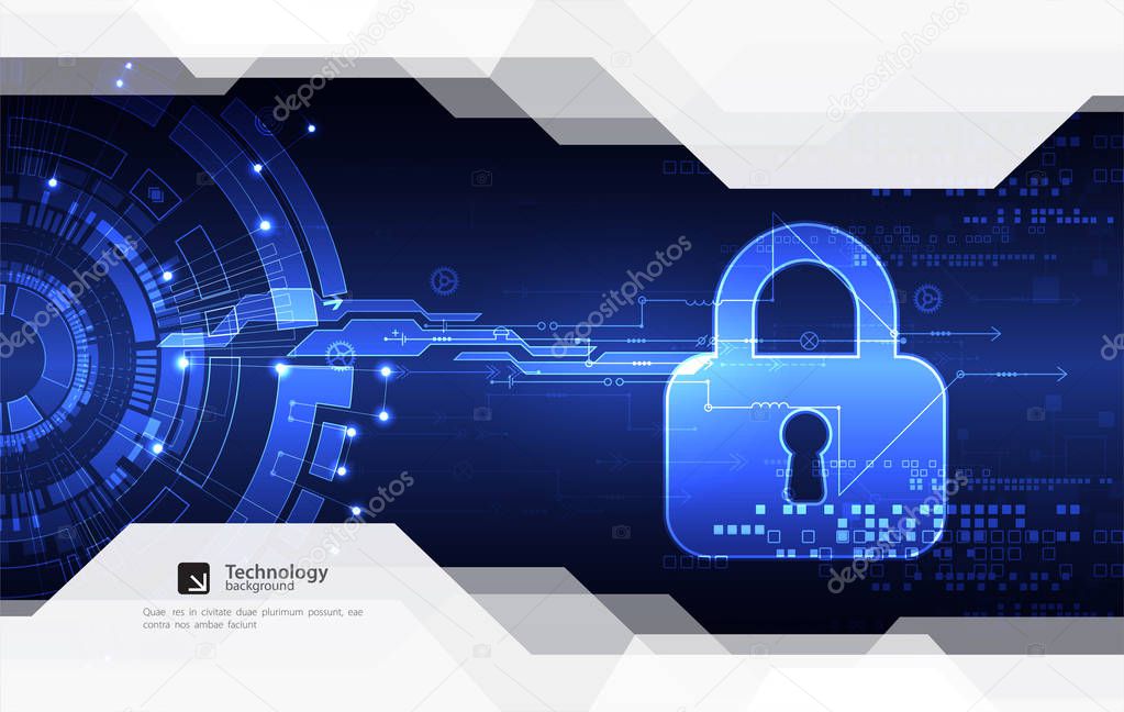 Protection concept of digital and technological. Protect mechanism, system privacy, vector illustration