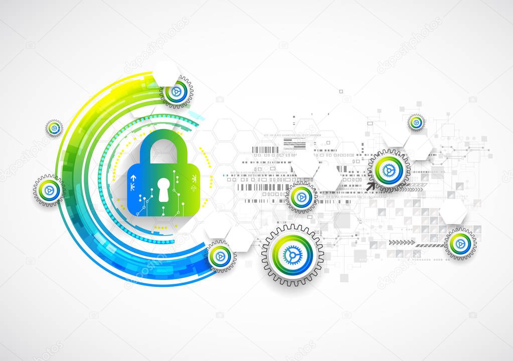 Protection concept. Security mechanism, system privacy. Digital technology background. Vector