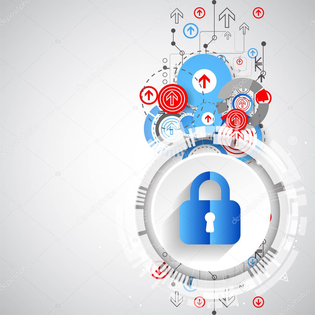 Protection concept. Protect mechanism, system privacy. Vector illustration