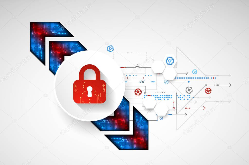 Protection concept. Protect mechanism, system privacy. Vector illustration