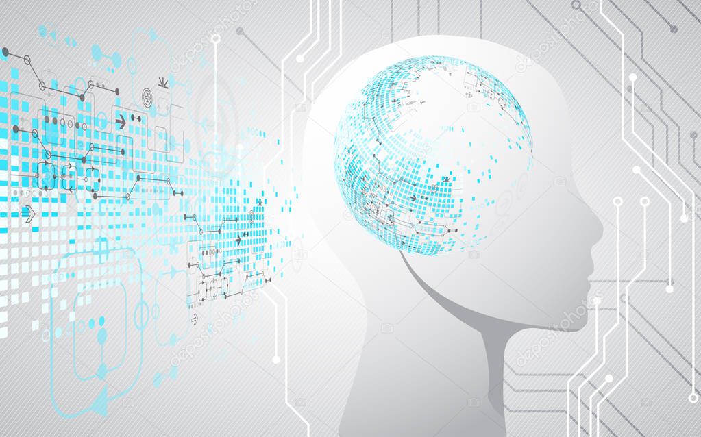 Creative brain concept background. Artificial Intelligence concept. Vector science illustration.