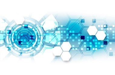 Soyut daire teknoloji kavramı. Devre kartı, yüksek bilgisayar renk arka plan. Vektör çizim